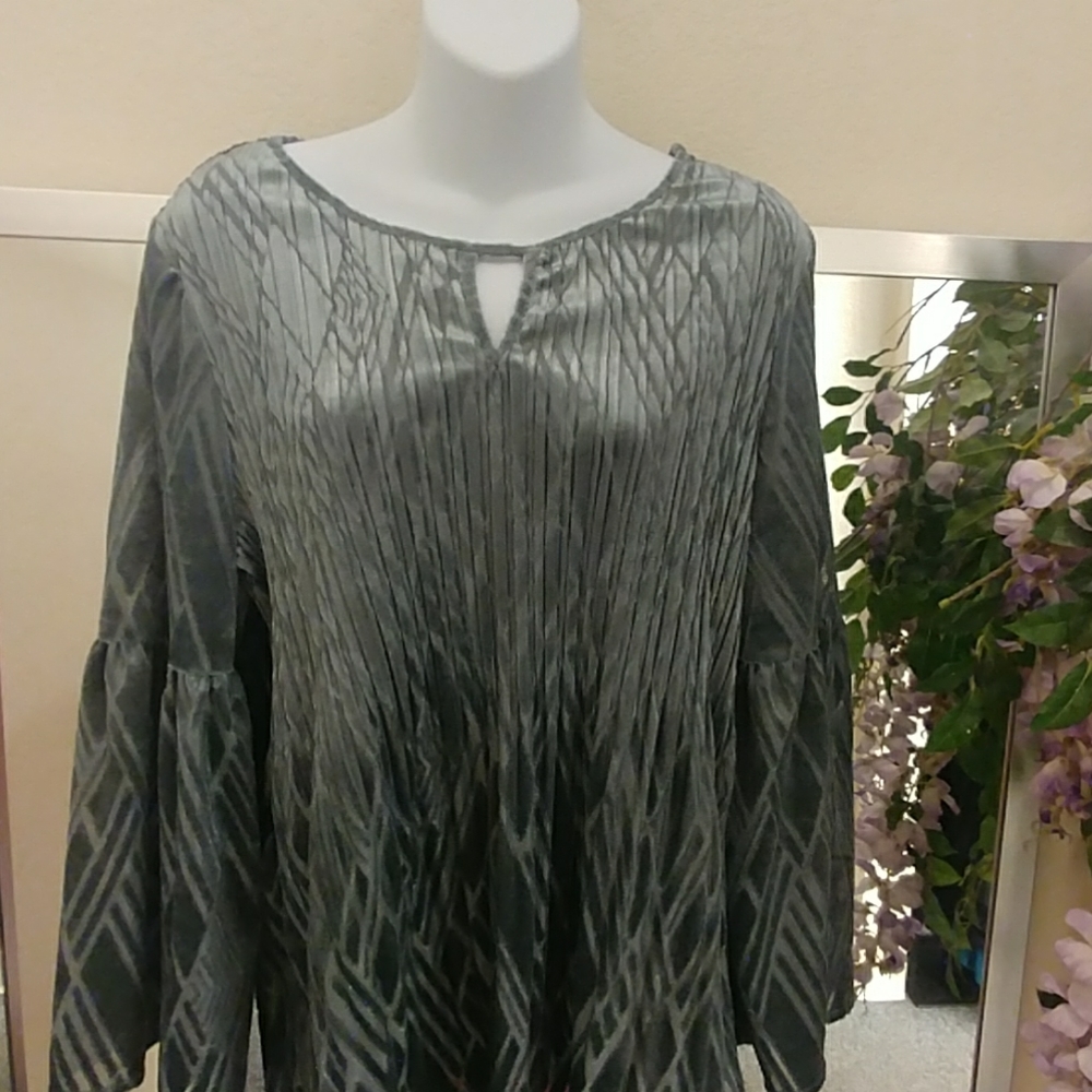 Investments Petites Geometric Printed Velour Top